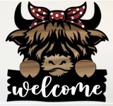 MDF HIGHLAND COW PLAQUE - WITH BARN or BANDANA