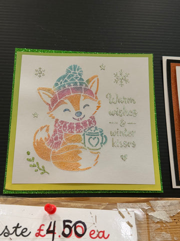 Warm wishes and winter kisses fox stencil