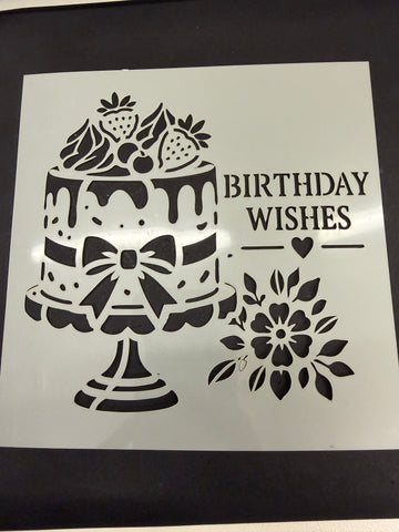 Strawberry Gateaux birthday wishes stencil