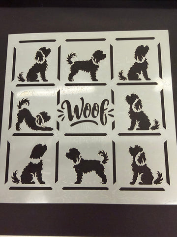 Woof frame stencil / dog stencil