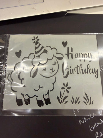 Happy birthday sheep stencil