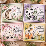 Cute animals stencils - fox, hedgehog, sheep and panda