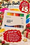 24 pk Acrylic paints plus 3 paintbrushes