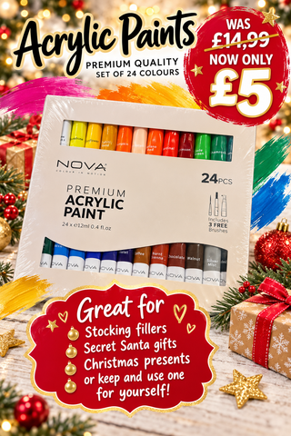 24 pk Acrylic paints plus 3 paintbrushes