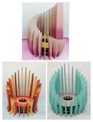 Oblique MDF set of 3 candle holders