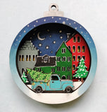 MDF 4 layer baubles, snowman, skaters, house, truck