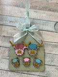 MDF Highland Cow Ornaments