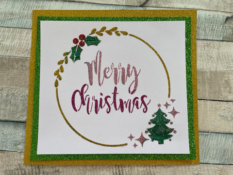 Merry Christmas Wreath Stencil