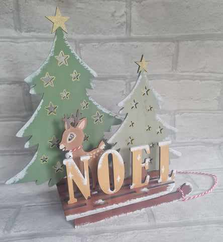 MDF NOEL sleigh with Deer Kit