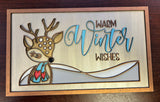 MDF Warm Christmas Wishes Reindeeer sign / plaque