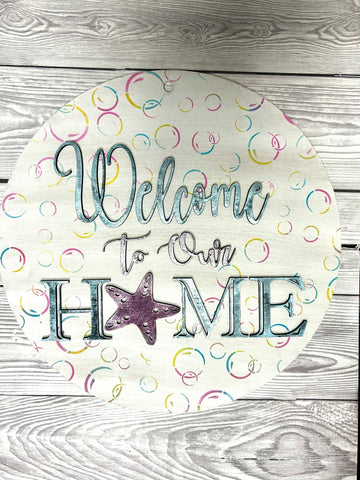 MDF Welcome to our home beach plaque