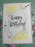 Happy Birthday Floral Circle Stencil