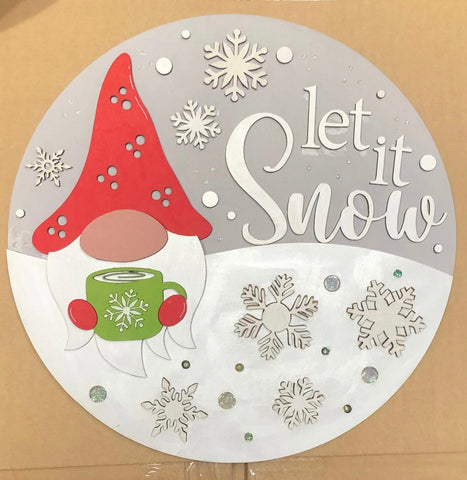 MDF Let it Snow Gnome plaque