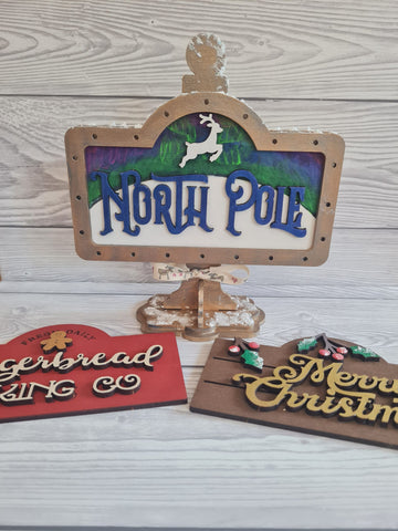 MDF North Pole / Merry Christmas and Gingerbread Baking Co Signs