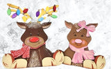 MDF Sitting Reindeers  - Boy and girl