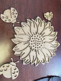 MDF layered sunflower and ladybugs