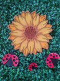 MDF layered sunflower and ladybugs