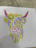 4 layer highland cow stencil