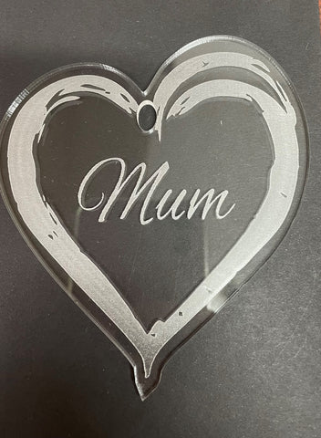Mum Heart Acrylic Bauble