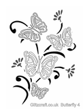 Butterfly Stencil - 4 Butterflies on a plant - Mylar Stencil