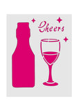 Cheers Wine Bottle Treat Cup Stencil