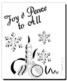Christmas stencil reads Joy and Peace to all - Stencil with candle and snowflakes for Christmas cards and crafts