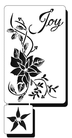 Christmas Stencil - Joy with Poinsettia for cards and crafts