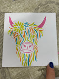 4 layer highland cow stencil