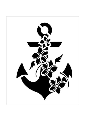 Floral Sea Theme -Floral Anchor Stencil