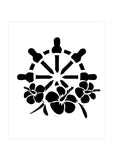 Floral Sea Theme - Floral Ships wheel Stencil