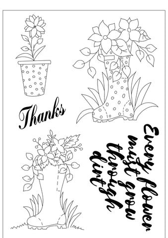 Divine Designs A5 Stamp set - Floral Wellingtons
