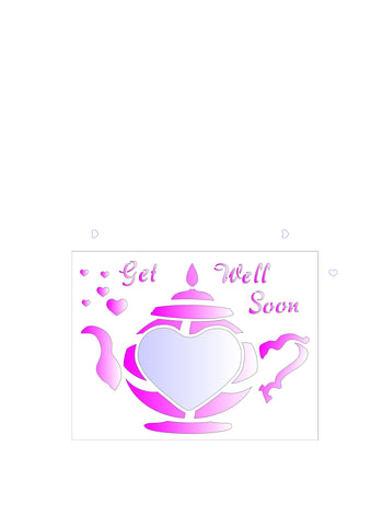 Get Well Soon Heart Teapot Treat Cup Stencil