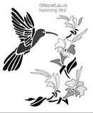 Mylar Stencil of Humming Bird Drinking Nectar - used for card making and crafts