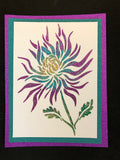 Chrysanthemum Flower Stencil card made with glitter paste by Glitzcraft