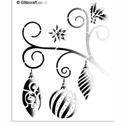Christmas Bauble Swirl Stencil for Cards and Crafts