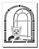 Cute Dog in Window Stencil