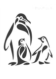 Penguin family stencil - Three penguins one large adult and two smaller younger penguins.