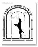 Labrador style Dog standing on hind legs in a window - Mylar stencil 