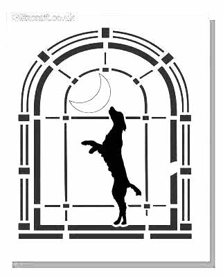 Labrador style Dog standing on hind legs in a window - Mylar stencil 