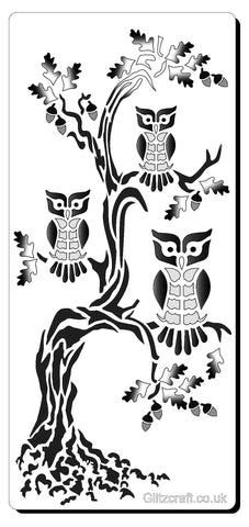 Trio of owls stencil for cards and crafts