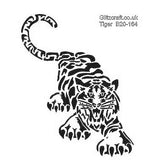 Stencil of a tiger with big claws coming towards you. Stencil for cards and crafts