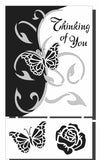 3D Thinking of You Stencil Swirl Butterfly Rose