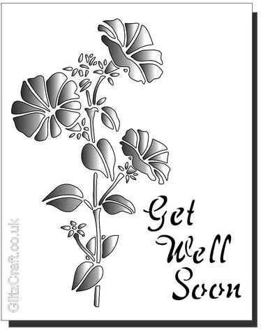 Get Well Soon Stencil with flowers