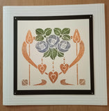 15cms x 15cms Art Deco Hearts and Roses