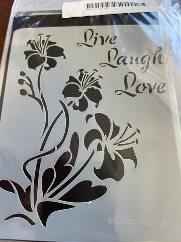 CLEARANCE - Live , Laugh Love Hibiscus Flower Stencil