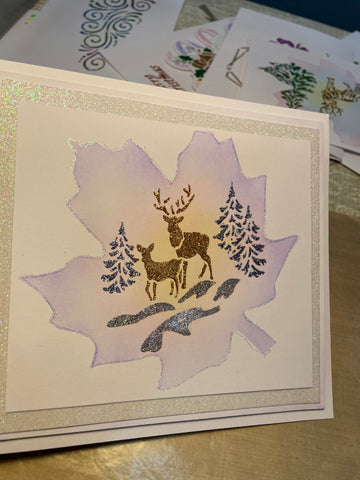 2 layer Maple leaf and deer stencils