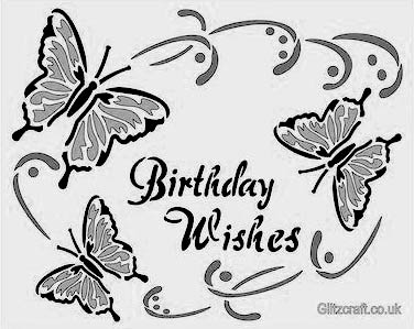 Birthday Wishes with Butterflies Stencil