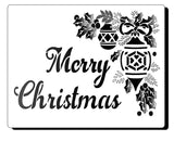 Stencil ready Merry Christmas and has images of holly and baubles - Mylar Stencil