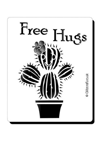Cactus Free Hugs Mylar Stencil by Glitzcraft