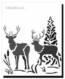 Two Reindeer - stencil for Christmas cards and crafts